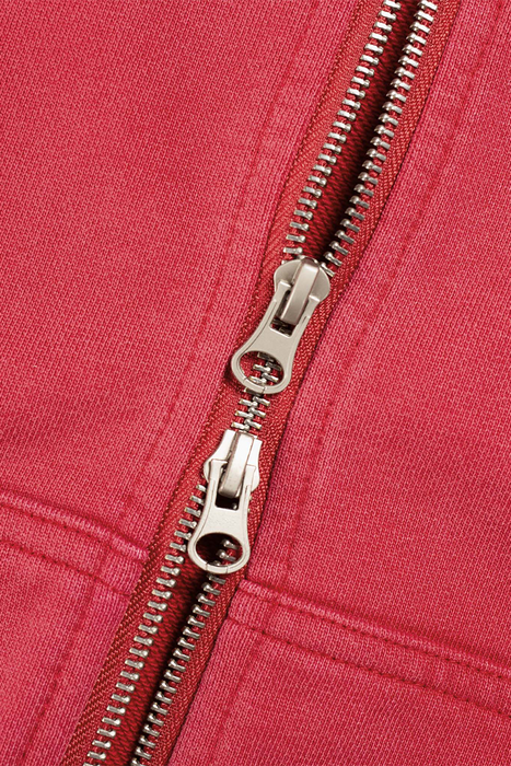 Harlequin Washed Zip Hoodie - Red