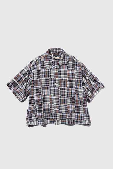 Cabana Boy Shirt Patchwork Madras - Navy