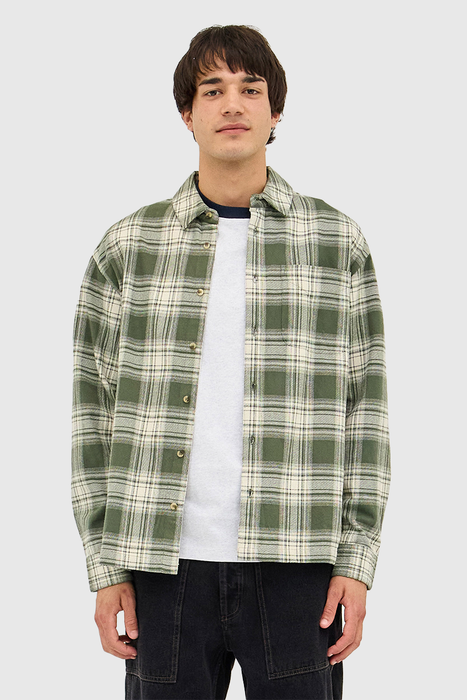 Campus Heavy Check LS Shirt - Olive