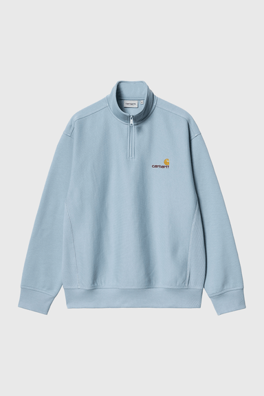 Half Zip American Script Sweat - Frosted Blue