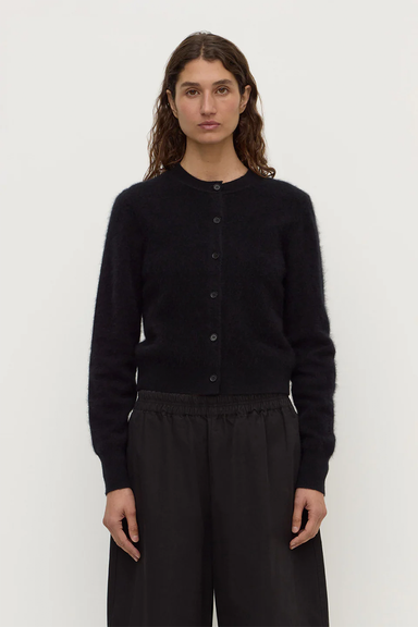 Carina Merino Wool Long Sleeve Cardigan - Black