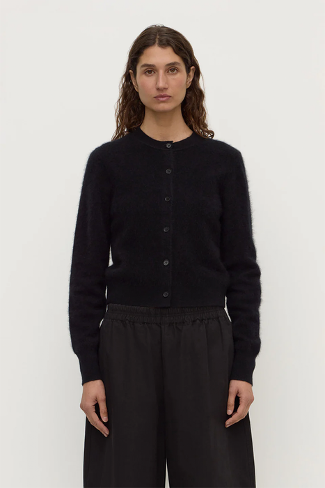 Carina Merino Wool Long Sleeve Cardigan - Black