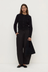 Carina Merino Wool Long Sleeve Cardigan - Black