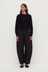 Carina Merino Wool Long Sleeve Cardigan - Black
