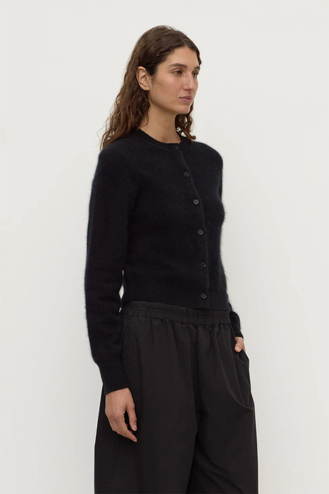 Carina Merino Wool Long Sleeve Cardigan - Black