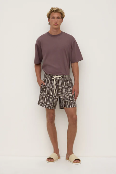 Cascade Print Swim Short - Washed Black / Cream