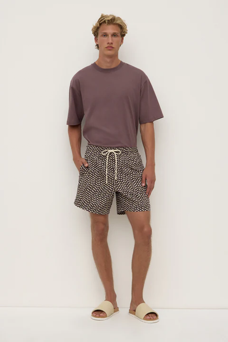 Cascade Print Swim Short - Washed Black / Cream