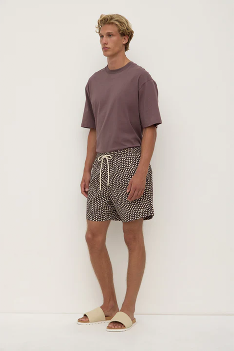 Cascade Print Swim Short - Washed Black / Cream