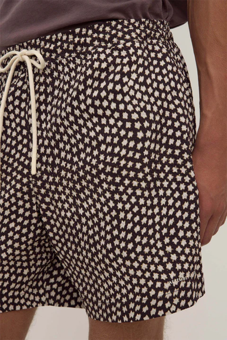 Cascade Print Swim Short - Washed Black / Cream