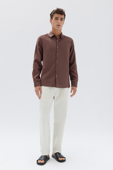 Casual Long Sleeve Shirt - Chestnut
