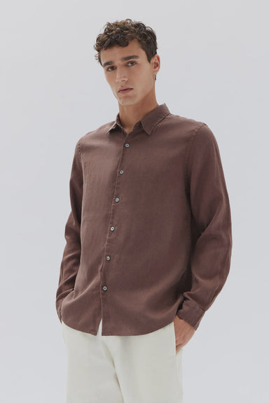 Casual Long Sleeve Shirt - Chestnut