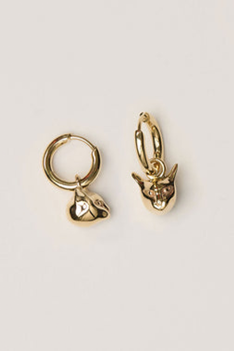 Cat Charm Earrings - Gold Plated