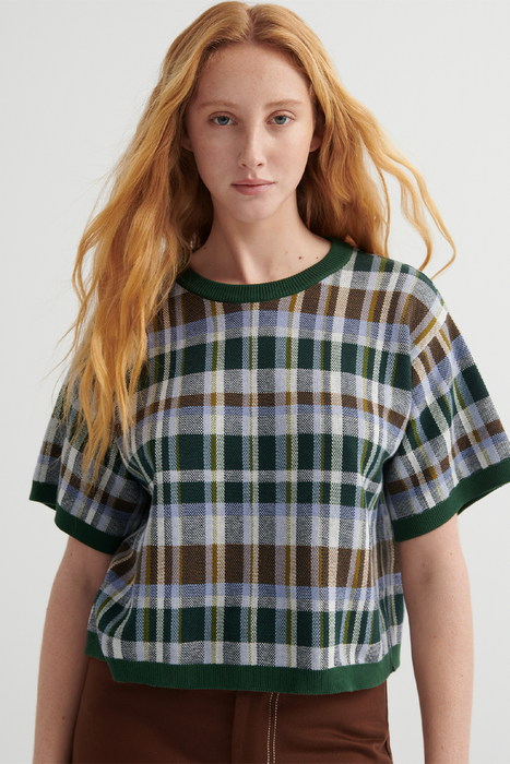 Chequered Tee - Forest