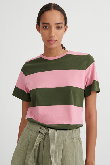 Classic Tee - Begonia Stripe