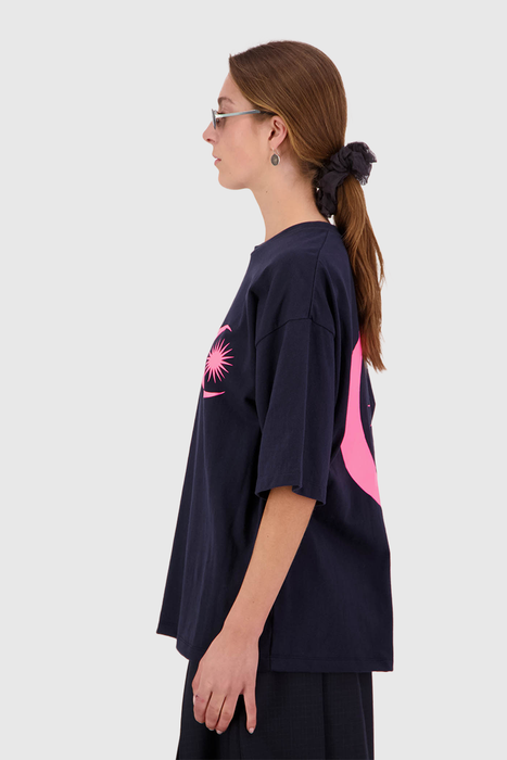 Come With Us Tee - Navy / Fluro Pink