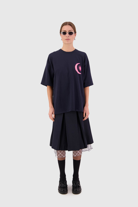 Come With Us Tee - Navy / Fluro Pink