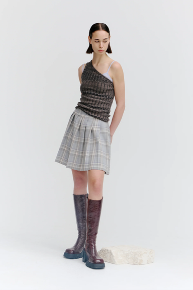 Context Pleated Skirt - Plaid