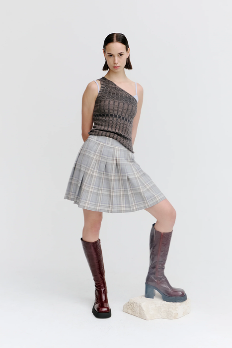 Context Pleated Skirt - Plaid