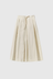 Cotton Linen Poplin Box Pleat Skirt - Ecru
