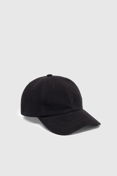 Cotton Wool Herringbone Twill 6-Panel Cap - Black