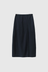 Cotton Wrap Straight Skirt - Slate Blue