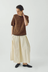 Cotton Linen Poplin Box Pleat Skirt - Ecru