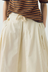 Cotton Linen Poplin Box Pleat Skirt - Ecru