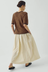 Cotton Linen Poplin Box Pleat Skirt - Ecru