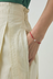 Cotton Linen Poplin Box Pleat Skirt - Ecru