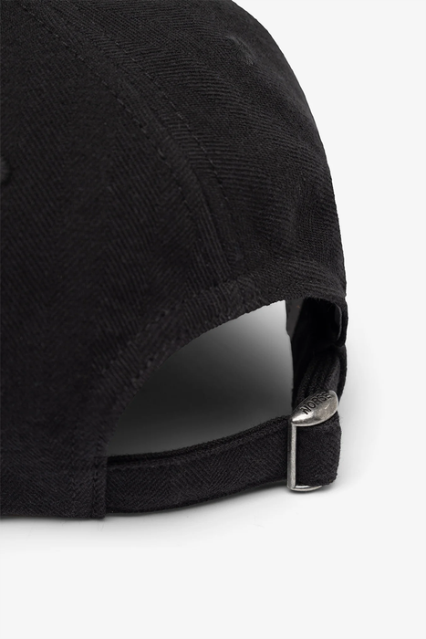 Cotton Wool Herringbone Twill 6-Panel Cap - Black