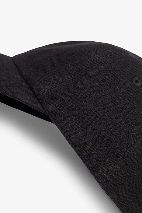 Cotton Wool Herringbone Twill 6-Panel Cap - Black