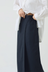 Cotton Wrap Straight Skirt - Slate Blue
