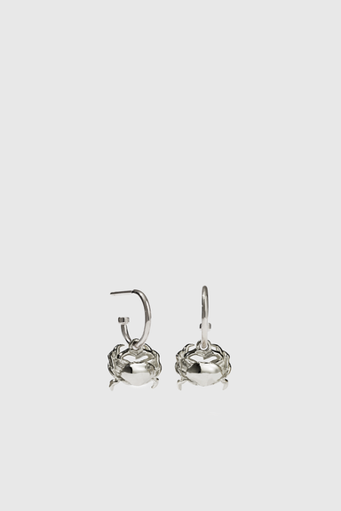 Crab Signature Hoop Earrings - Sterling Silver