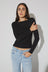 Crinkle L/S Top - Black