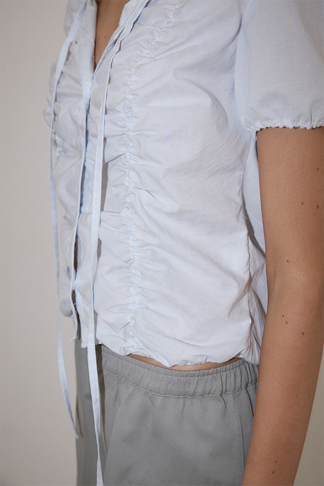 Crinkle Top - Powder Blue Stripe