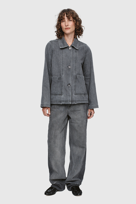 Cropped Pea Jacket - Stone