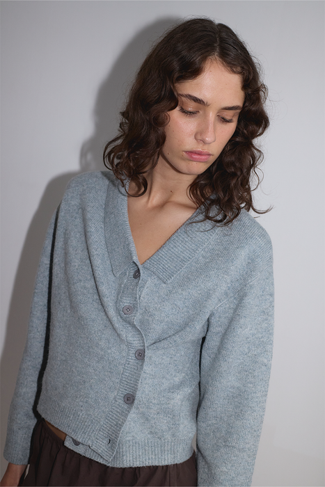 Cross Button Cardigan - Ice Blue