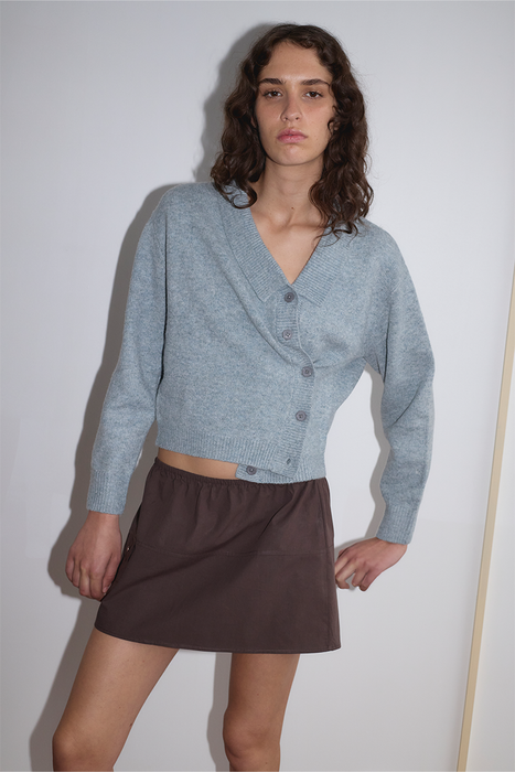 Cross Button Cardigan - Ice Blue