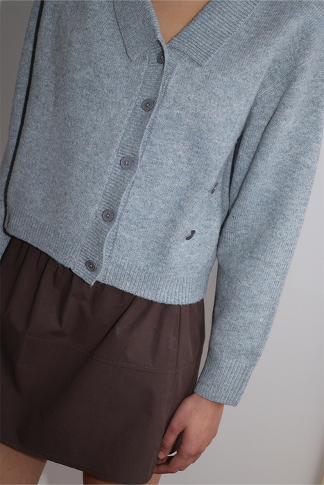 Cross Button Cardigan - Ice Blue