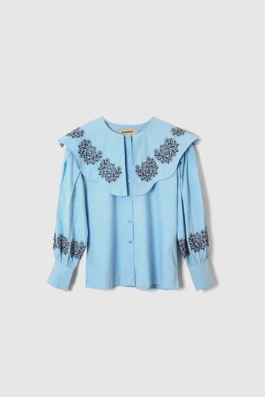 Romeo Embroidered Blouse - Blue