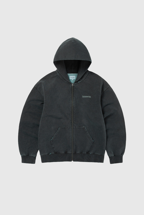 Damaged Zip Up Hoodie - Faded Black