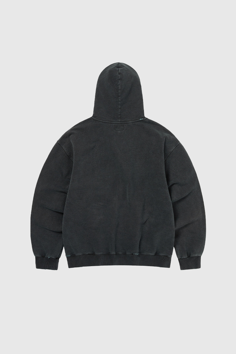 Damaged Zip Up Hoodie - Faded Black