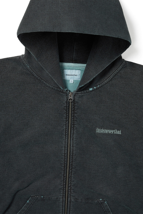 Damaged Zip Up Hoodie - Faded Black