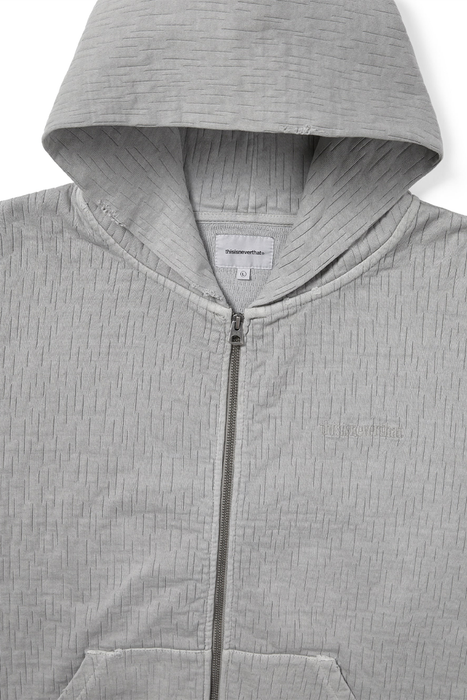 Damaged Zip Up Hoodie - Khaki Grey