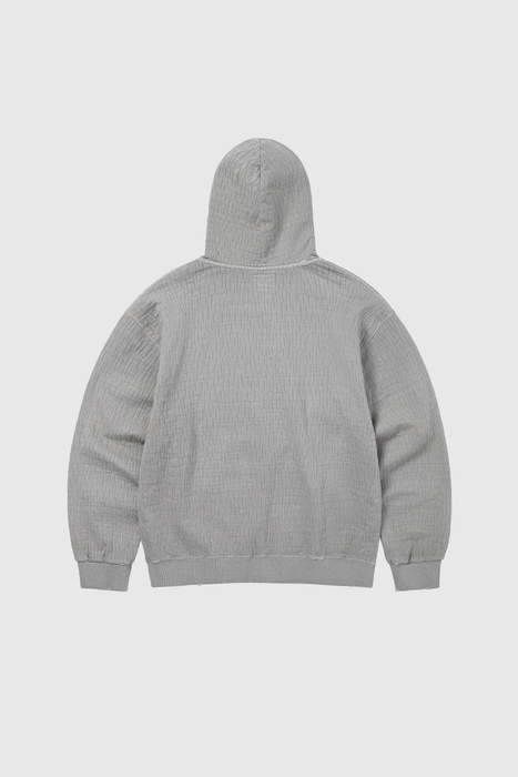 Damaged Zip Up Hoodie - Khaki Grey