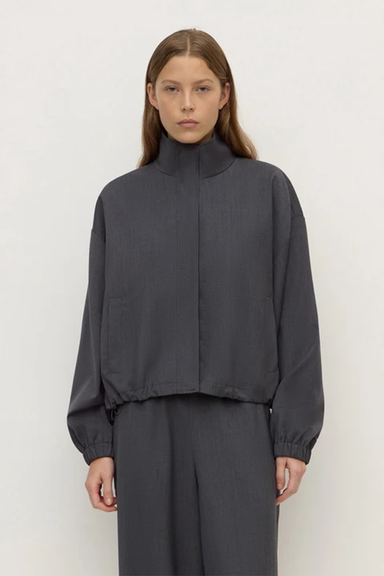 Dani Wool Drawcord Jacket - Dark Charcoal Marle