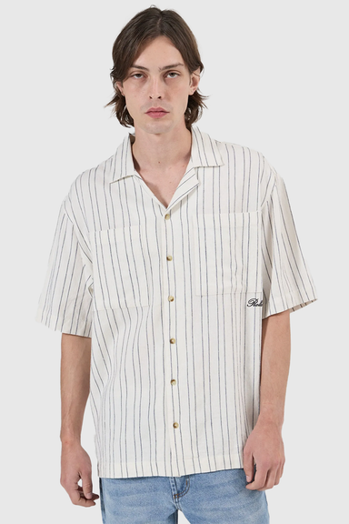 Deuce Stripe Bowler Shirt - White