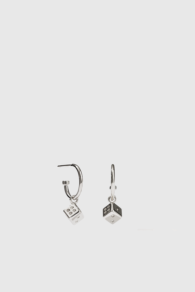 Dice Signature Hoop Earrings - Sterling Silver