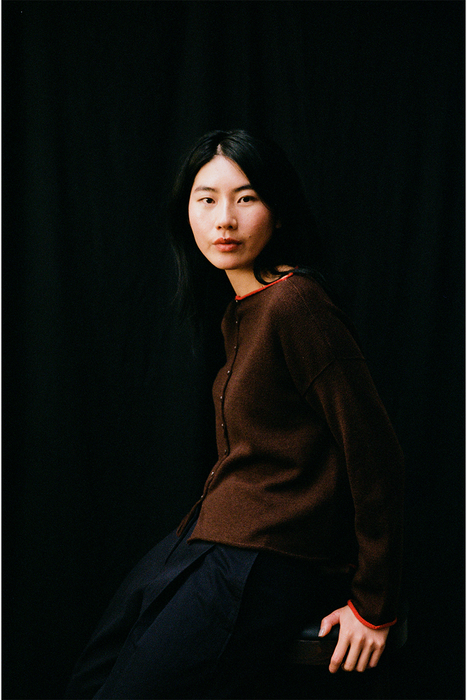 Doll's Trimmed Reversible Cardigan - Chestnut / Cherry Trim