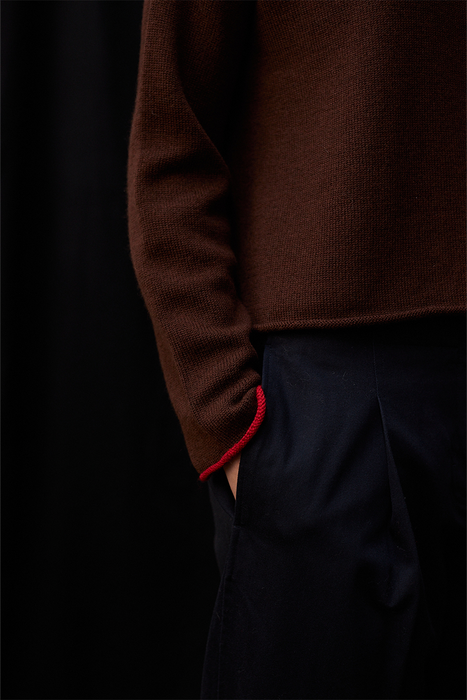 Doll's Trimmed Reversible Cardigan - Chestnut / Cherry Trim